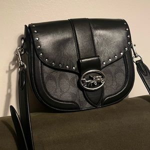 COACH Georgie Saddle Crossbody Bag in Signature Canvas & Leather